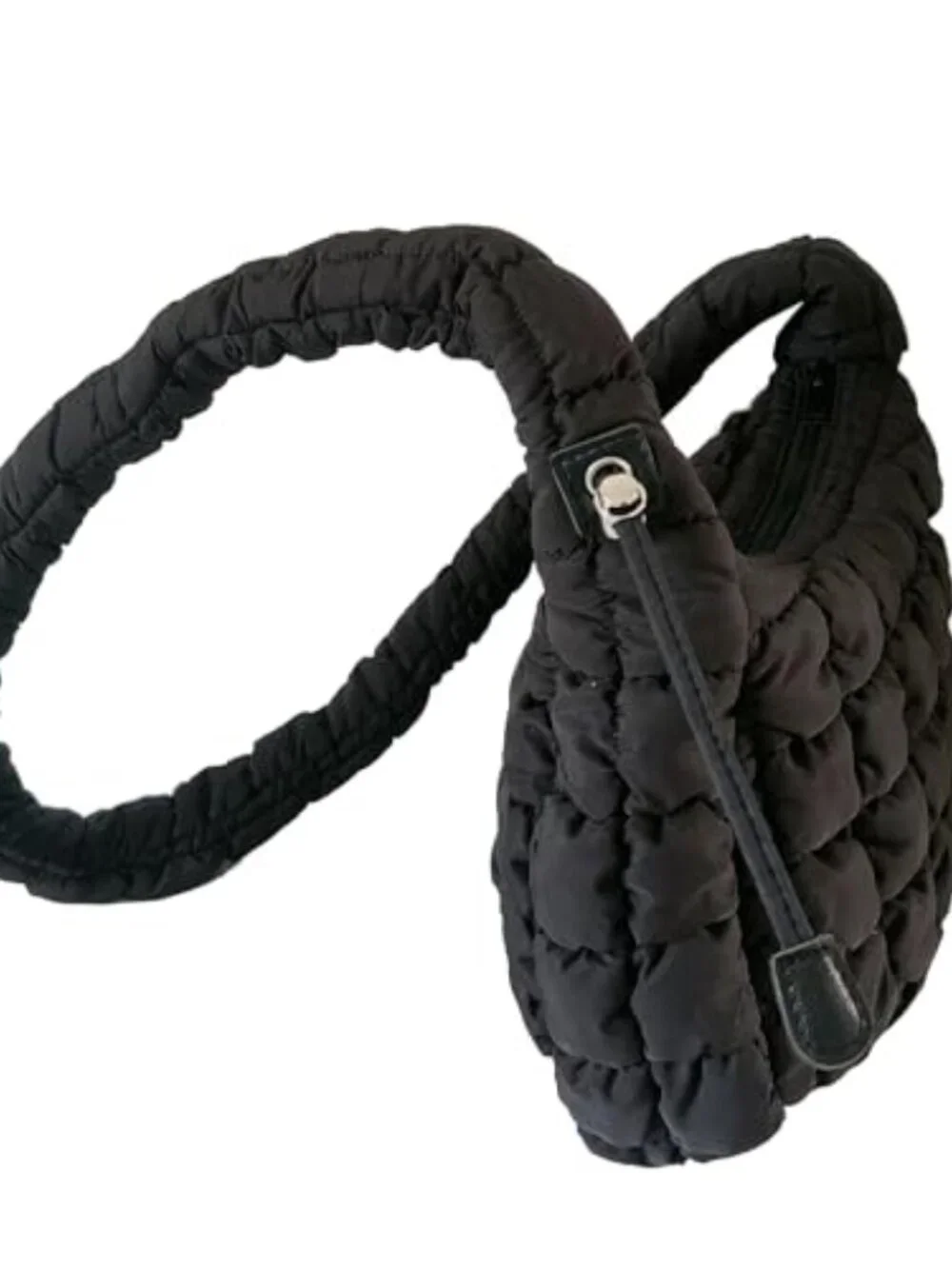 Quilted Puffy Hobo Crossbody Bag with Adjustable Strap